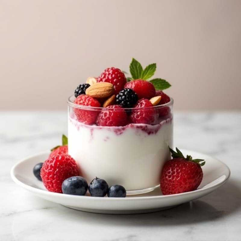 Greek Yogurt Parfait with Mixed Berries and Almonds