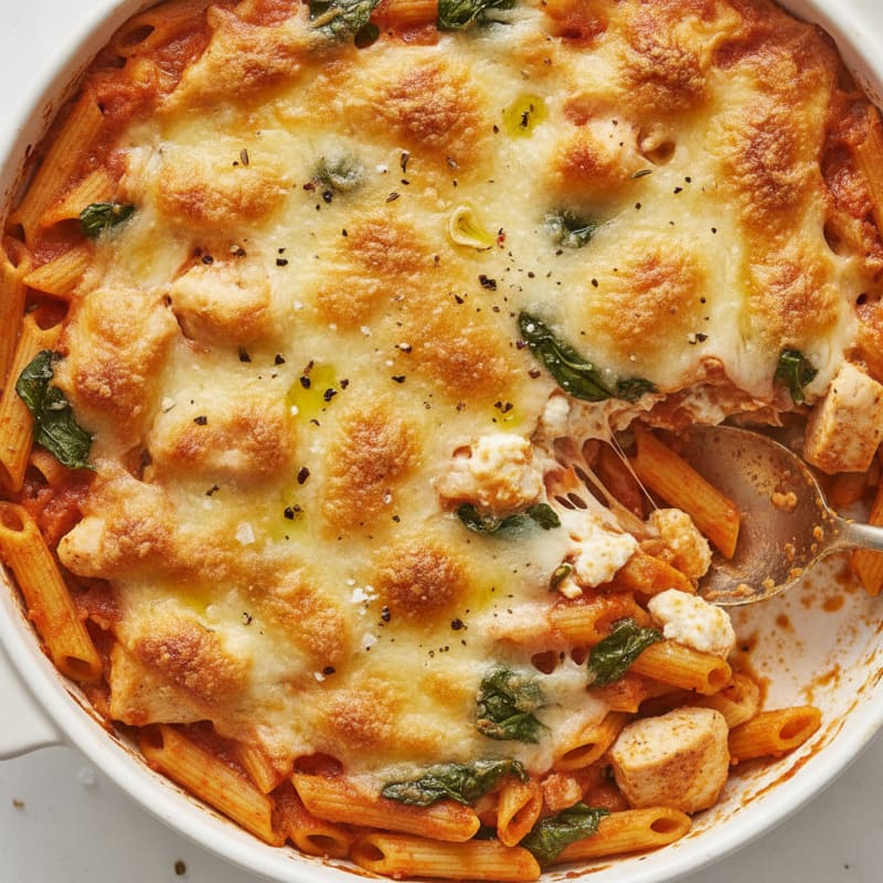 Chicken Three-Cheese Pasta Bake