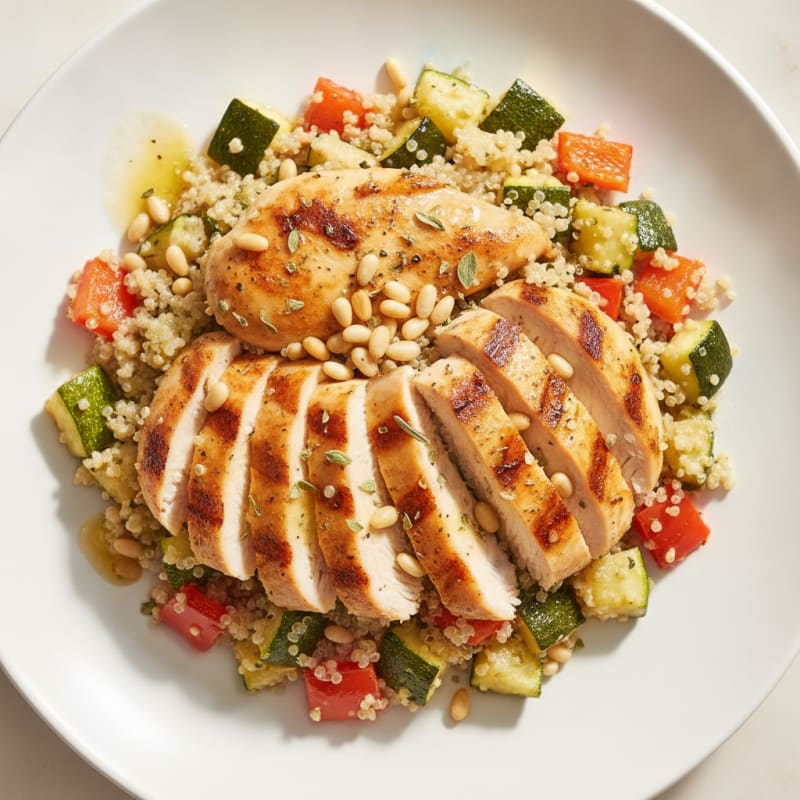Grilled Chicken and Quinoa Salad with Roasted Vegetables