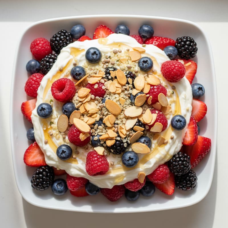 Silky Greek Yogurt Protein Parfait with Mixed Berries