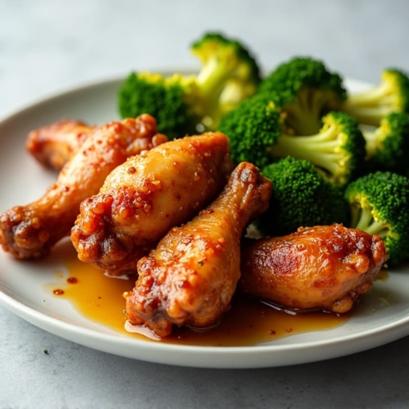 Crispy Baked Honey Garlic Chicken Wings with Roasted Broccoli