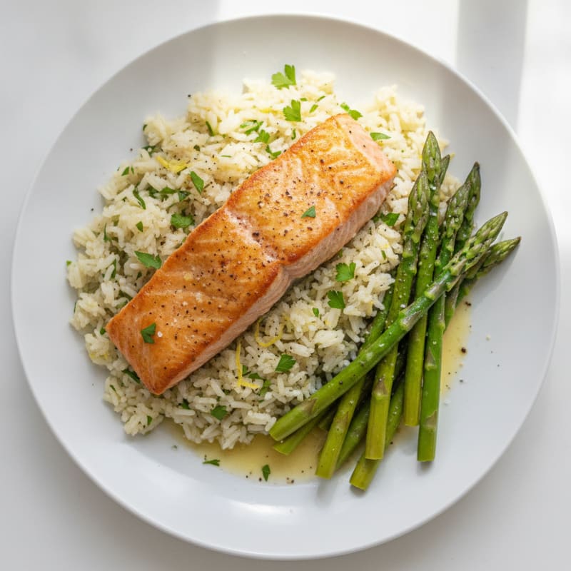 Pan-Seared Salmon with Lemon-Herb Rice