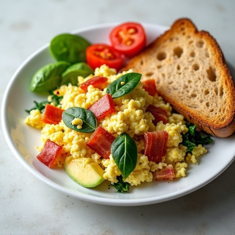 Egg White Scramble with Spinach and Turkey Bacon