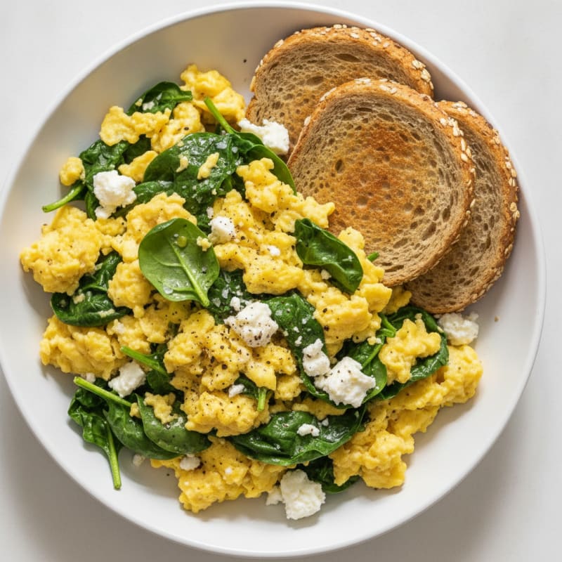 Quick Scrambled Eggs with Spinach