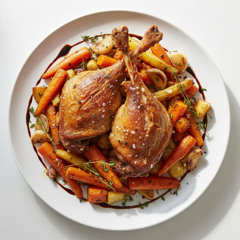 Crispy Duck Confit with Roasted Root Vegetables