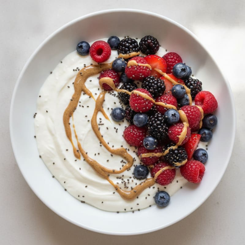 Silky Greek Yogurt Protein Pudding with Mixed Berries