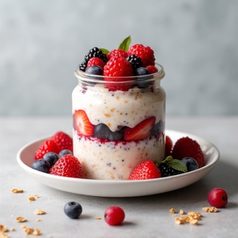 Creamy Protein Overnight Oats with Berries