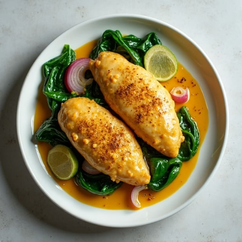 Silky Coconut Curry Chicken with Fresh Spinach