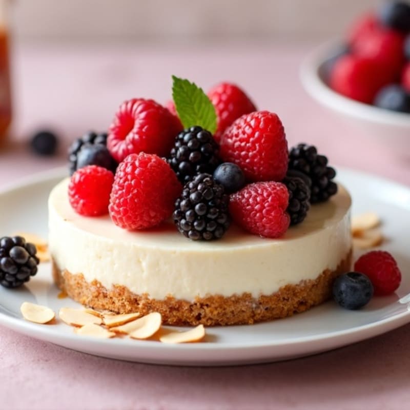 Creamy Greek Yogurt Protein Cheesecake with Mixed Berries