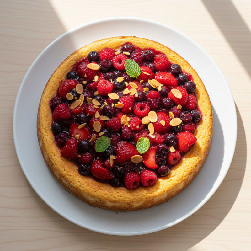 Greek Yogurt Protein Cheesecake with Mixed Berries