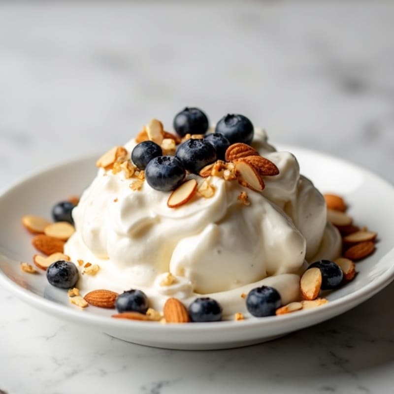Creamy Vanilla Protein Yogurt with Sliced Almonds