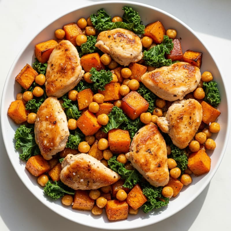 Crispy Roasted Chickpea & Sweet Potato Bowl