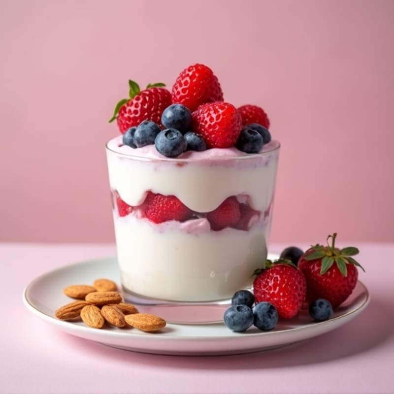 Creamy Greek Yogurt Protein Parfait with Mixed Berries and Almonds