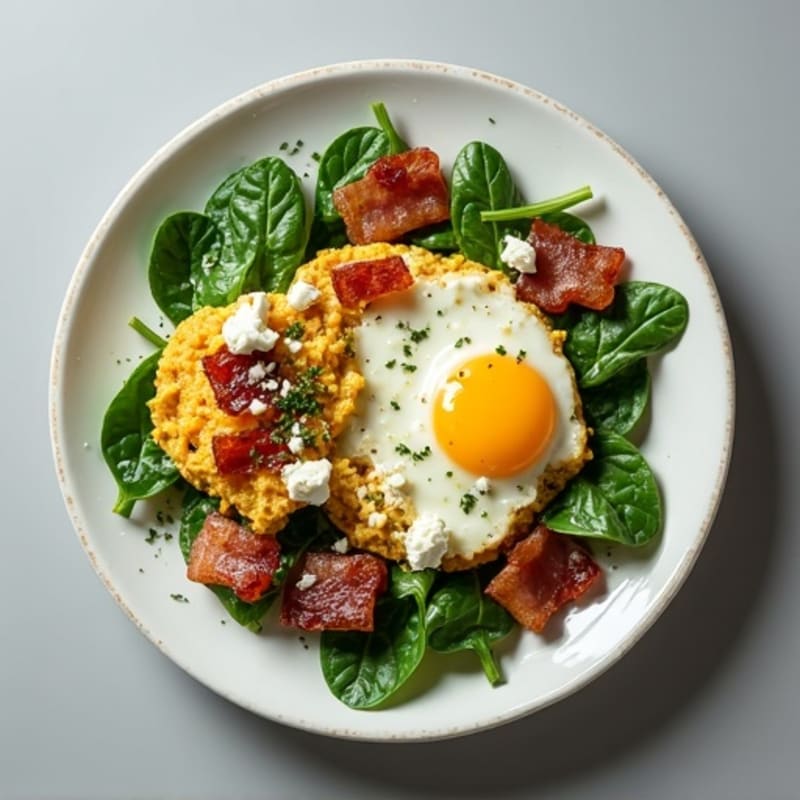 Egg White and Spinach Scramble with Turkey Bacon