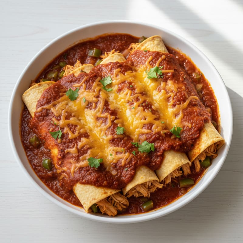 Chicken Enchiladas with Red Chili Sauce