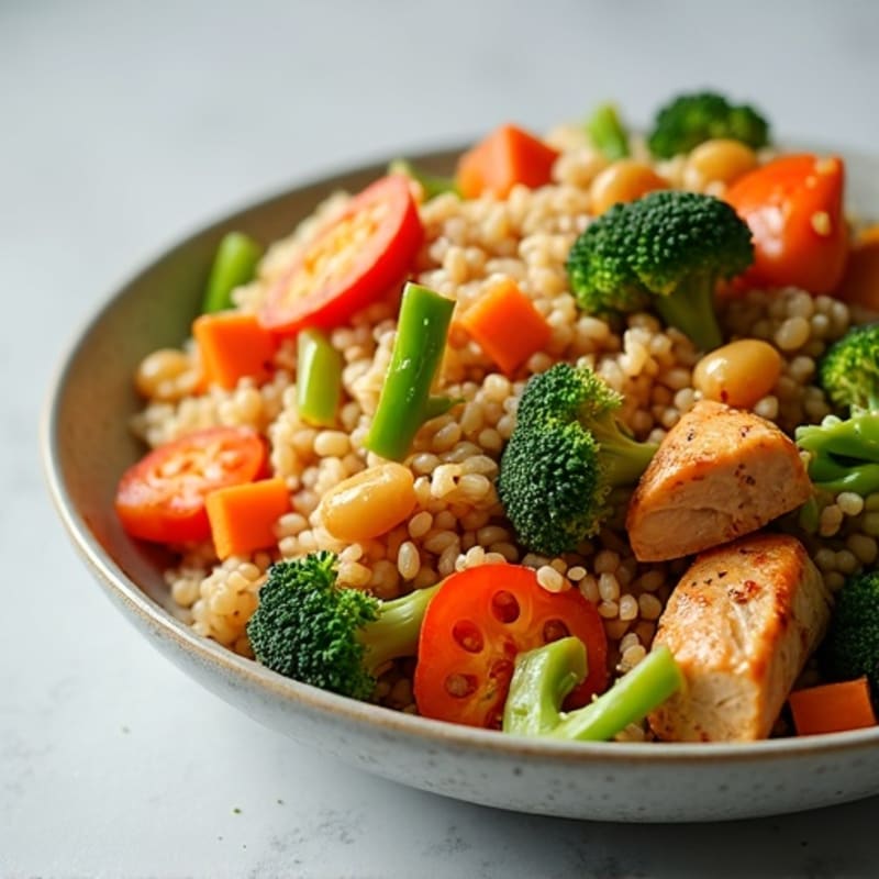 Chicken and Crispy Vegetable Brown Rice Stir-Fry
