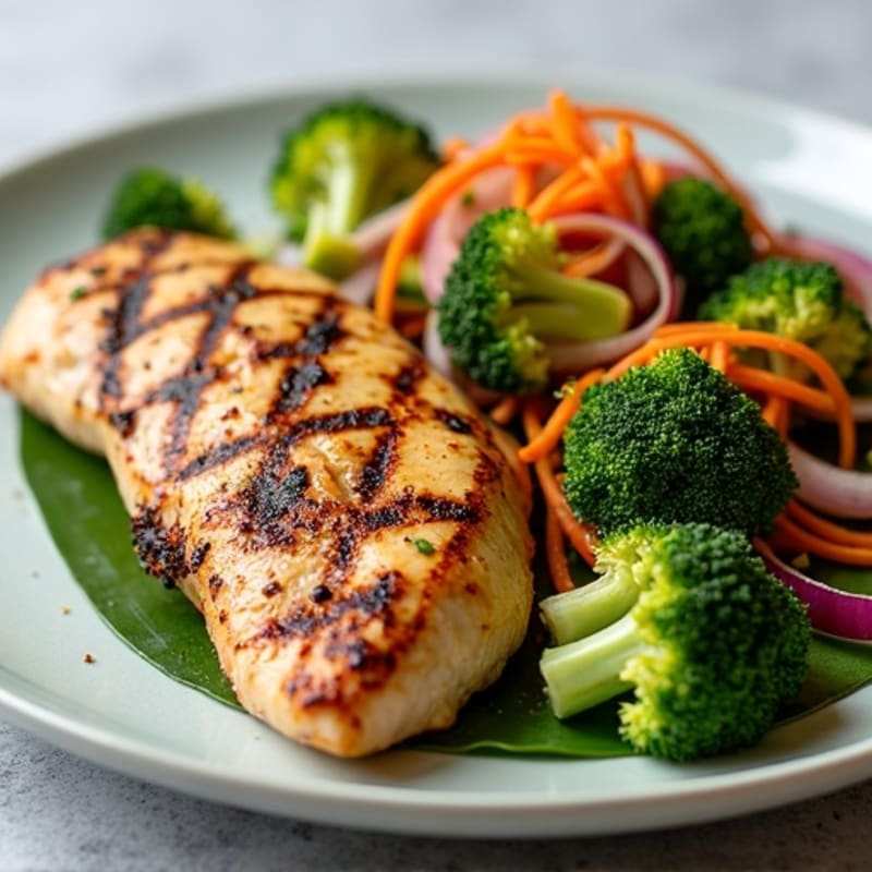 Grilled Chicken Breast with Crunchy Broccoli Salad
