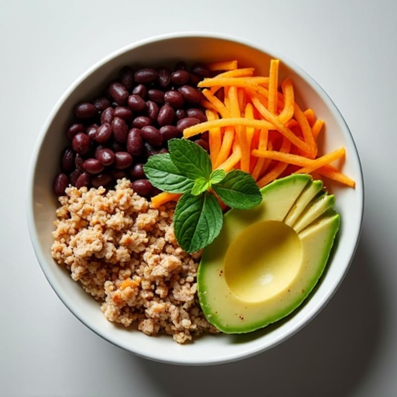 Lean Ground Turkey and Black Bean Bowl with Fresh Pico and Creamy Avocado