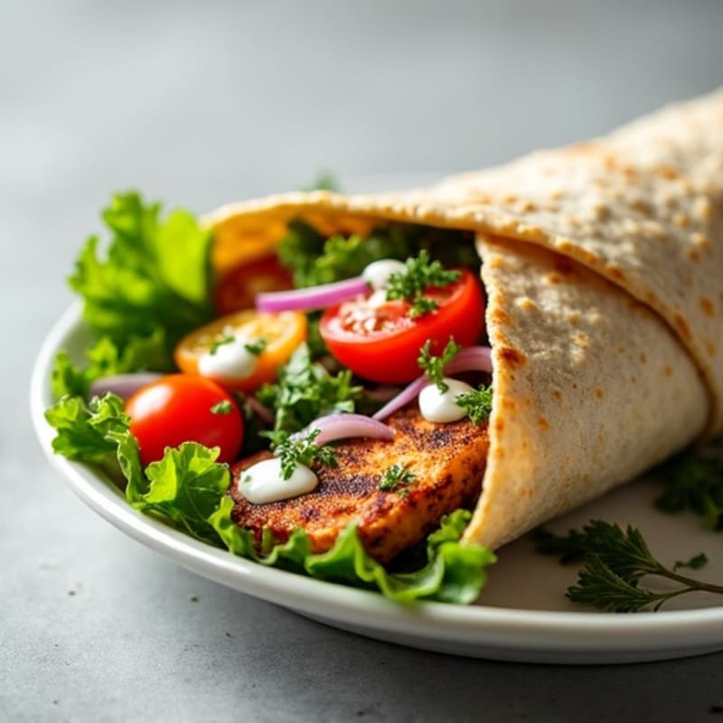 Crispy Grilled Chicken Wrap with Fresh Herbs