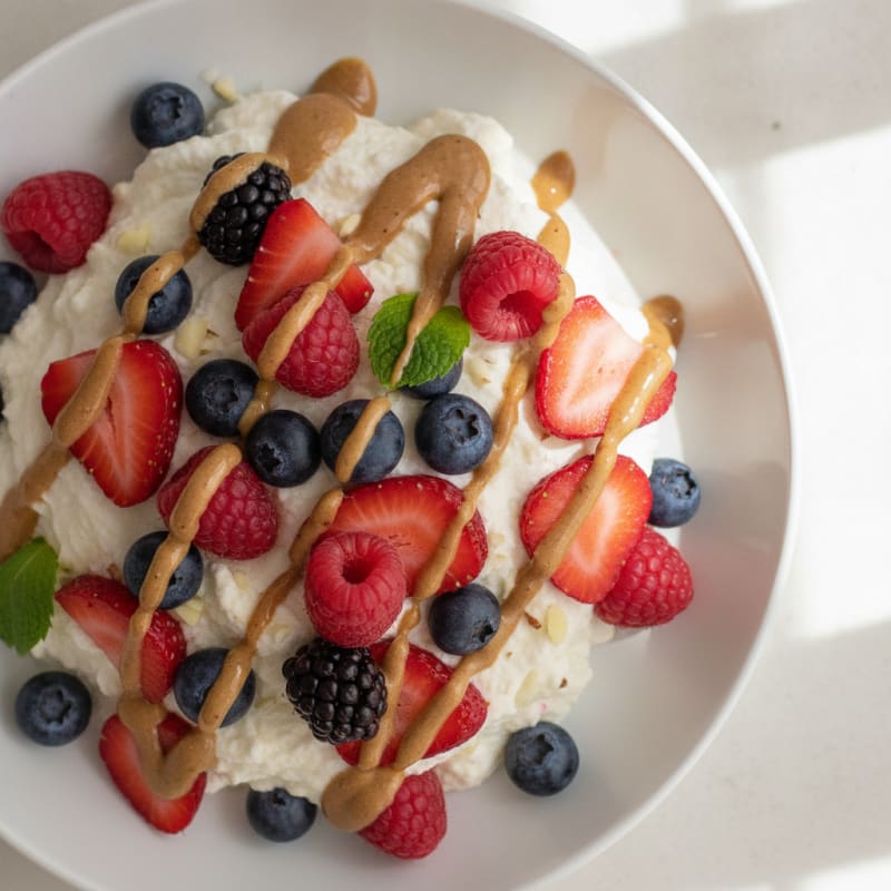 Greek Yogurt Protein Mousse with Mixed Berries