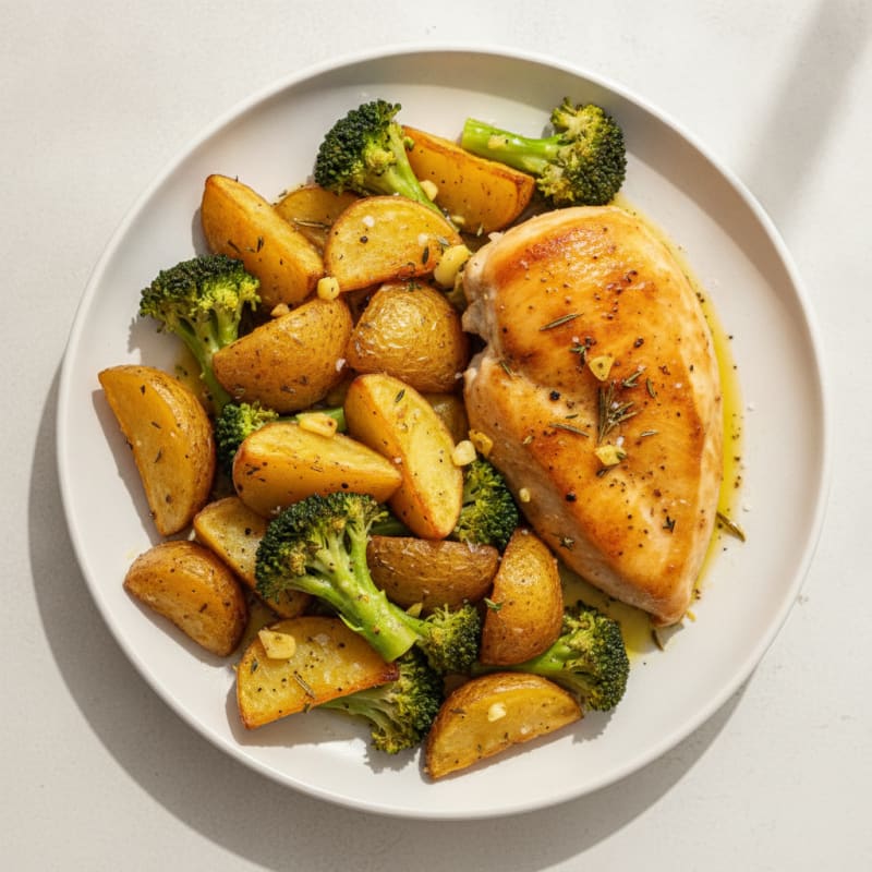 Garlic Herb Roasted Potatoes with Lemon Chicken
