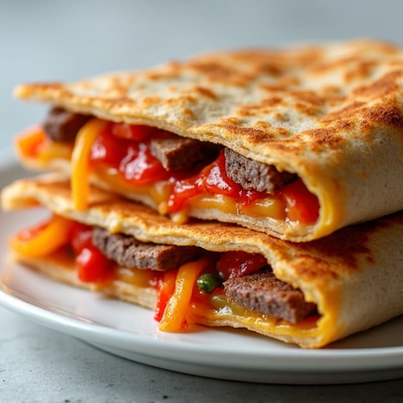 Crispy Whole Wheat Lean Steak and Bell Pepper Quesadillas