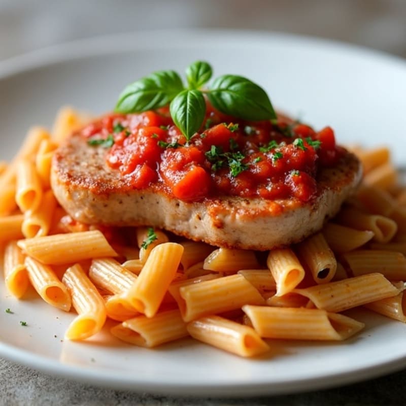 Tender Pork Medallions with Whole Wheat Penne and Fresh Tomato Sauce