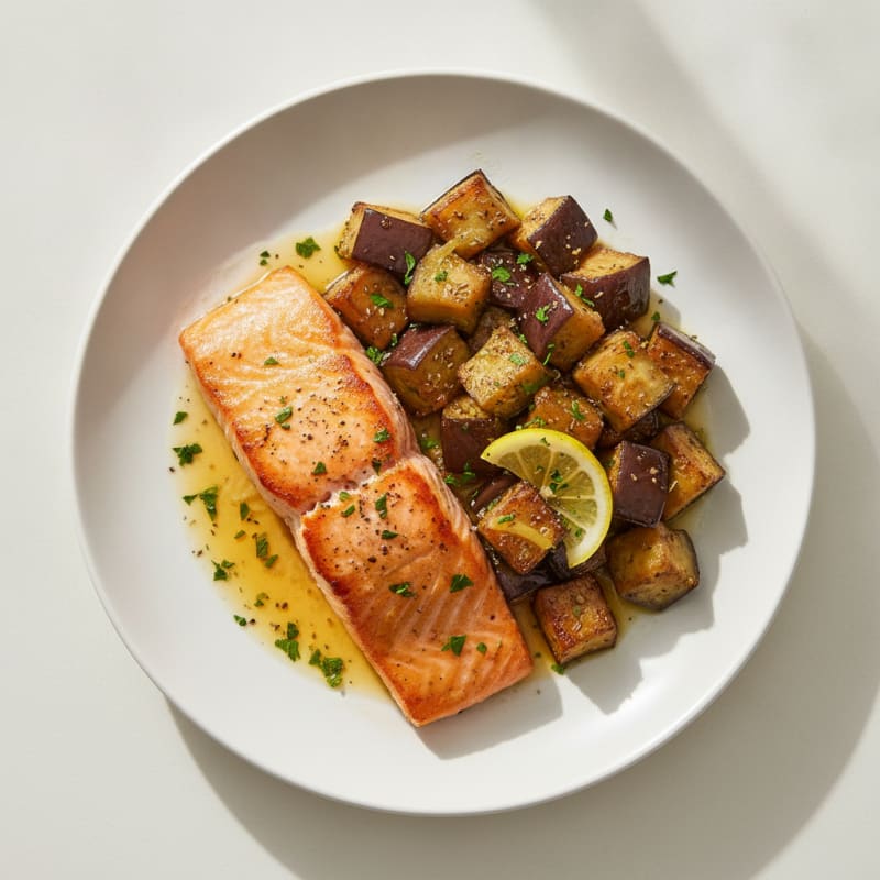 Pan-Seared Salmon with Roasted Eggplant
