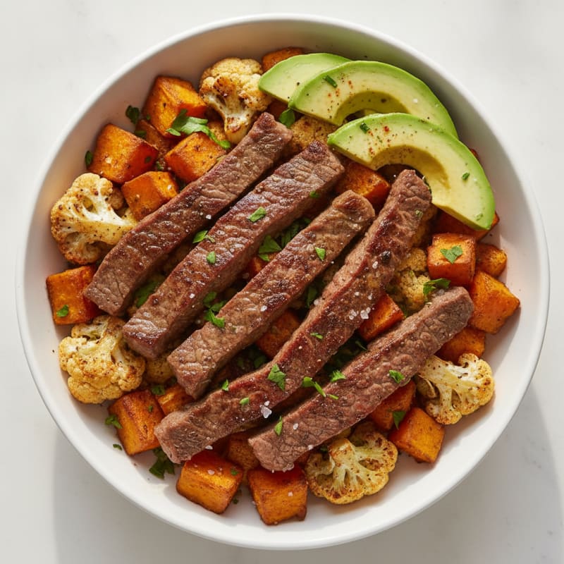 Savory Steak and Roasted Vegetable Bowl