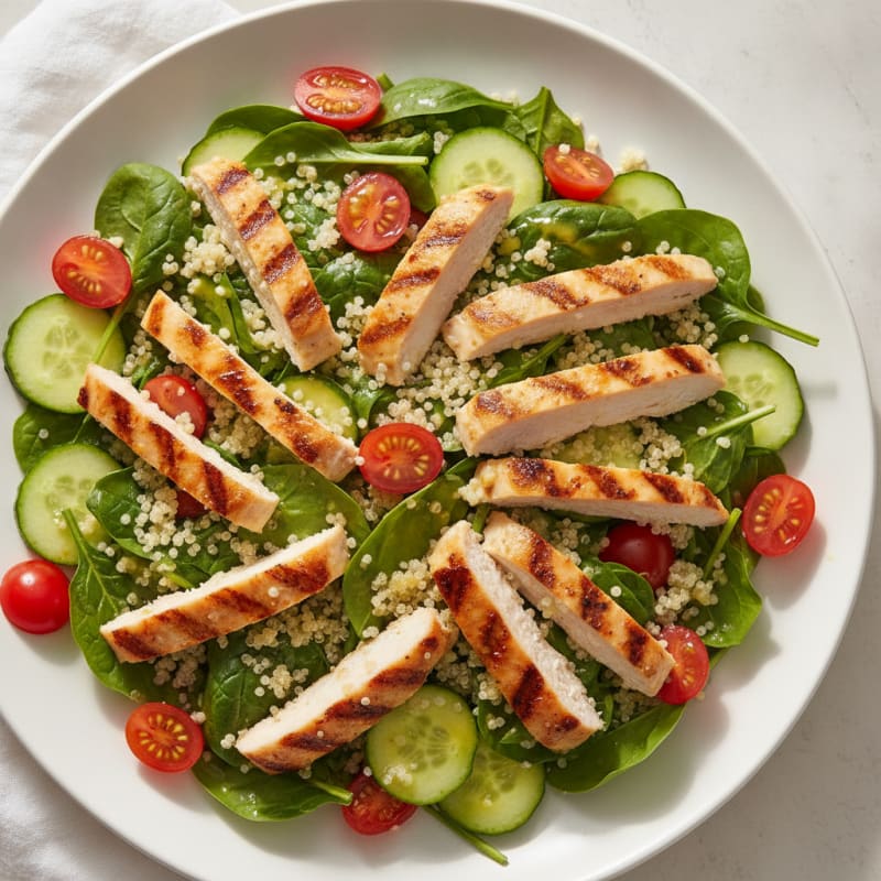 Grilled Chicken and Quinoa Salad with Spinach