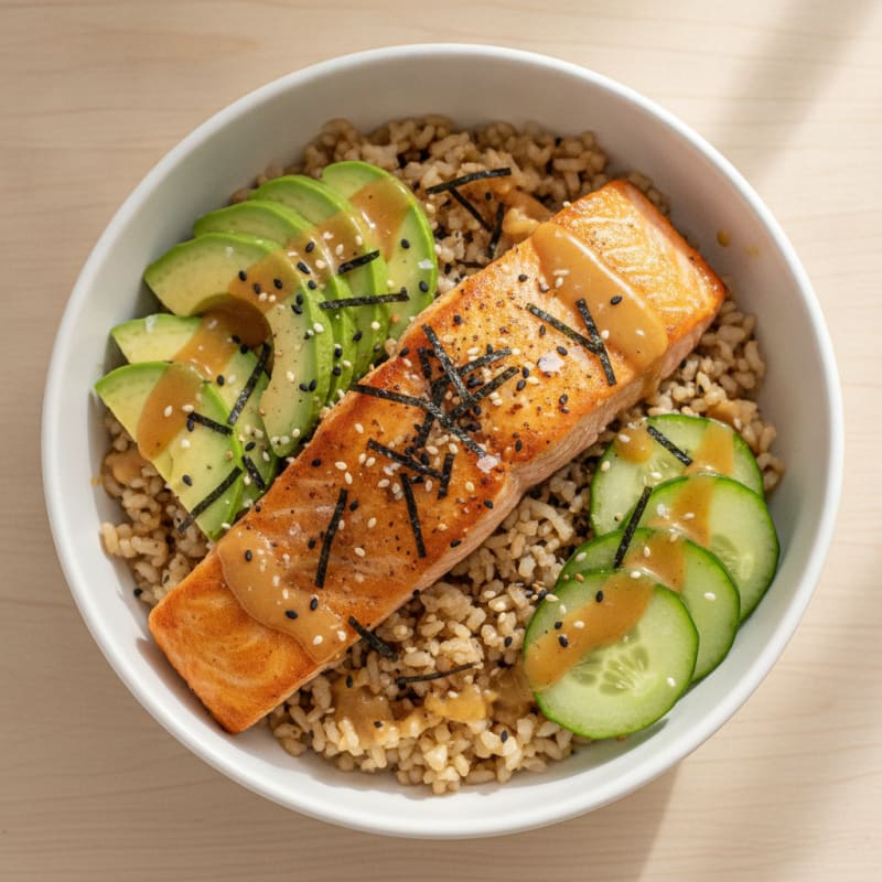 Salmon Sushi Rice Bowl with Avocado