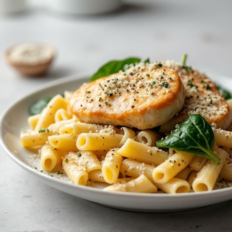 Healthy Creamy Chicken Alfredo with Whole Wheat Pasta