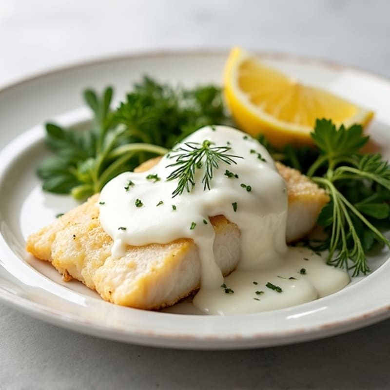 Flaky Baked Cod with Creamy Lemon-Dill Sauce