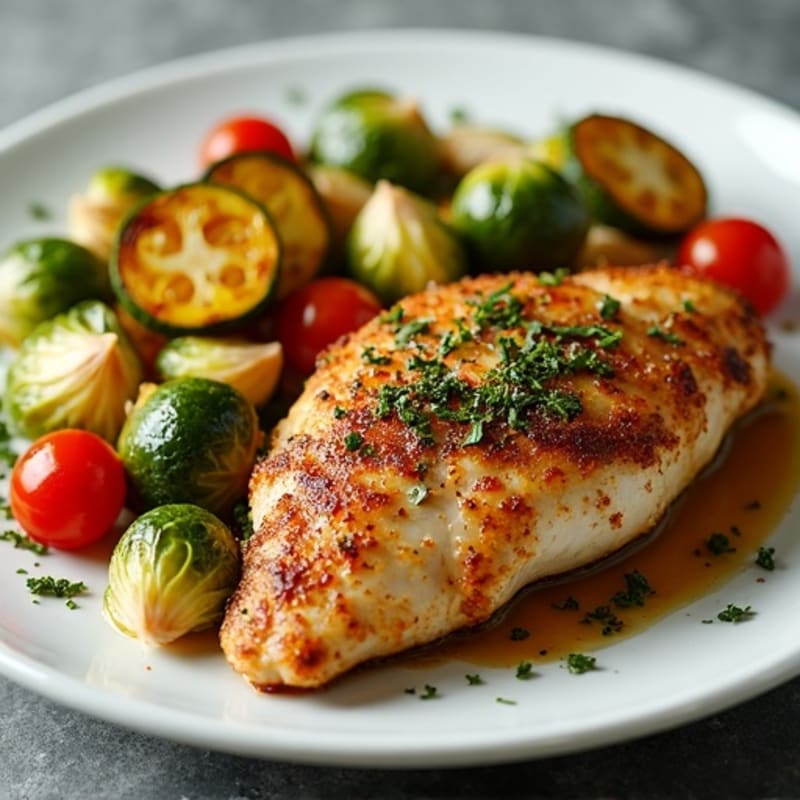 Herb-Crusted Pan Seared Chicken with Roasted Vegetables