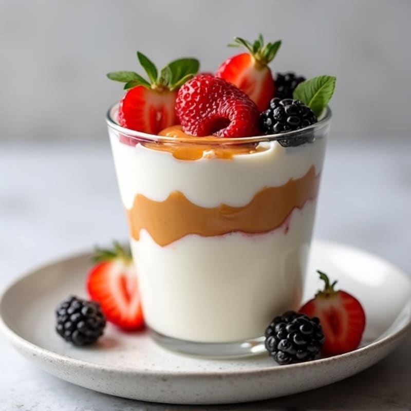 Greek Yogurt Protein Parfait with Almond Butter and Berries