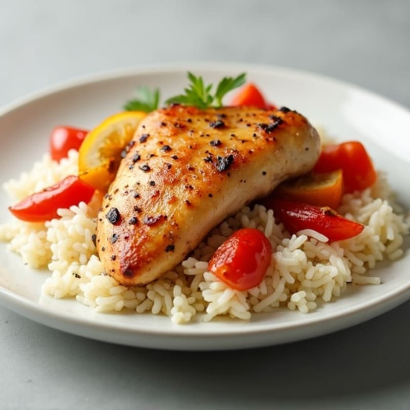 Citrus-Garlic Chicken and Rice with Bell Peppers