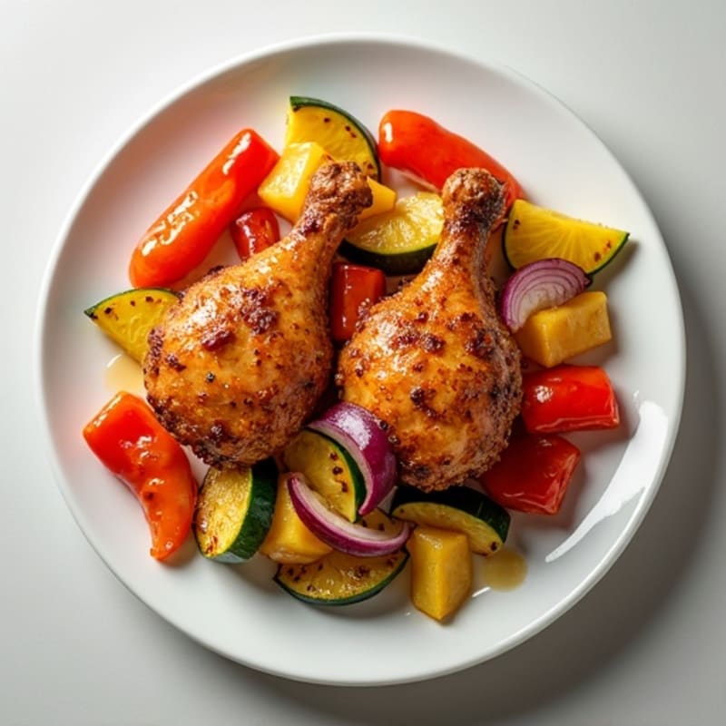 Crispy Chicken with Sweet & Sour Roasted Vegetables