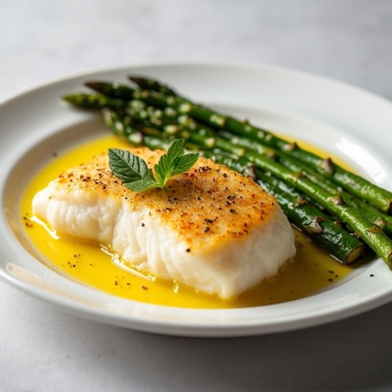 Flaky Lemon Baked Cod with Roasted Asparagus