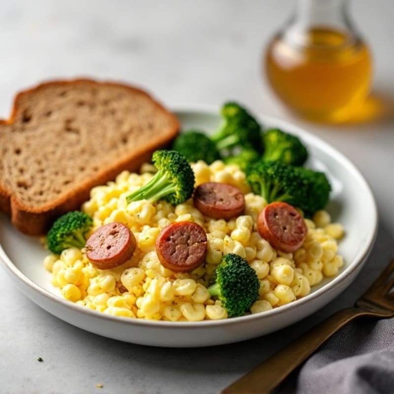 Egg White and Chicken Sausage Scramble with Broccoli