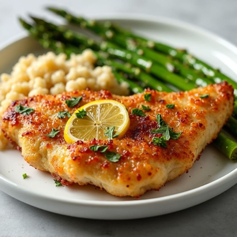 Crispy Lemon Garlic Chicken with Roasted Asparagus