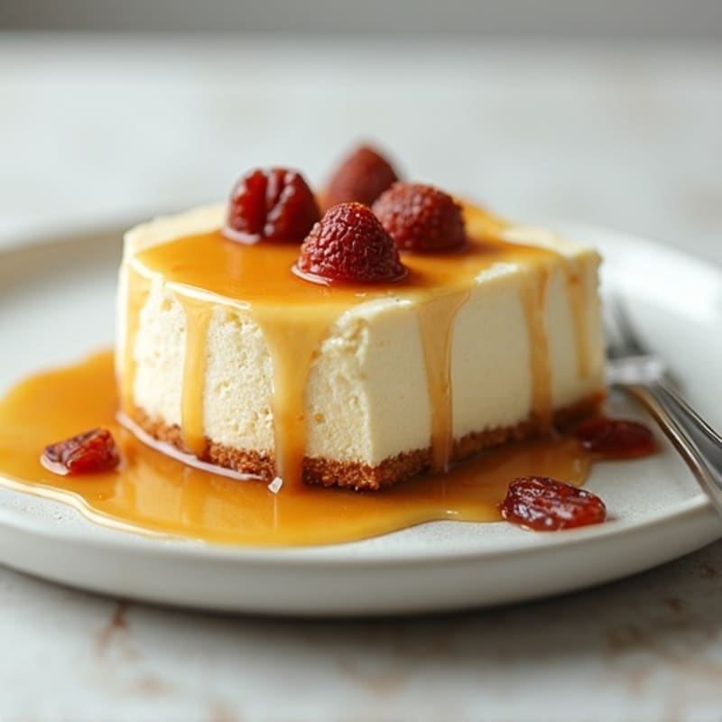 Protein-Packed Greek Yogurt Cheesecake with Date Caramel Drizzle