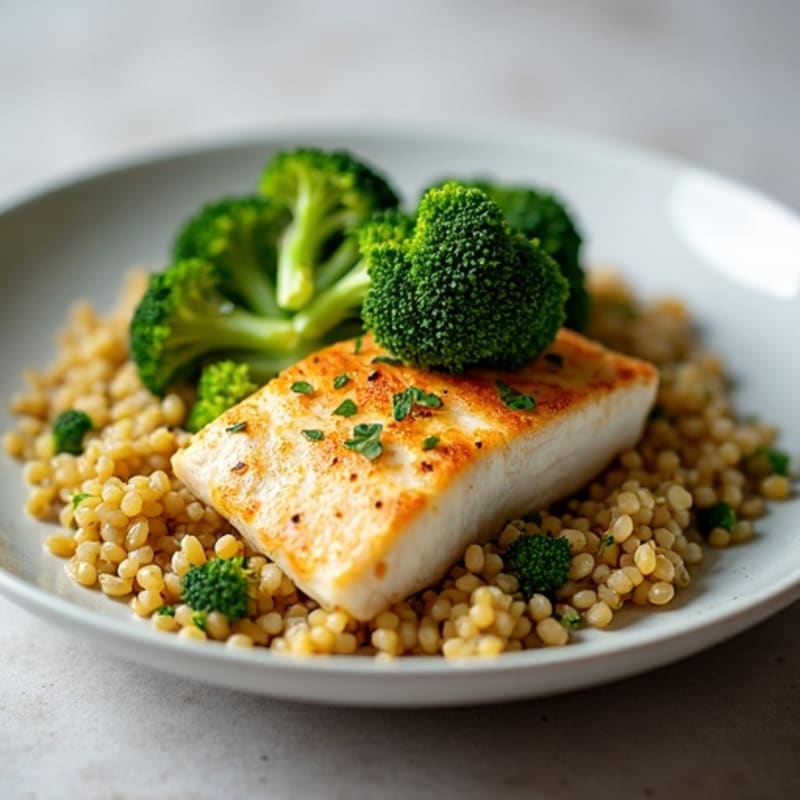 Seared Cod with Roasted Broccoli and Quinoa