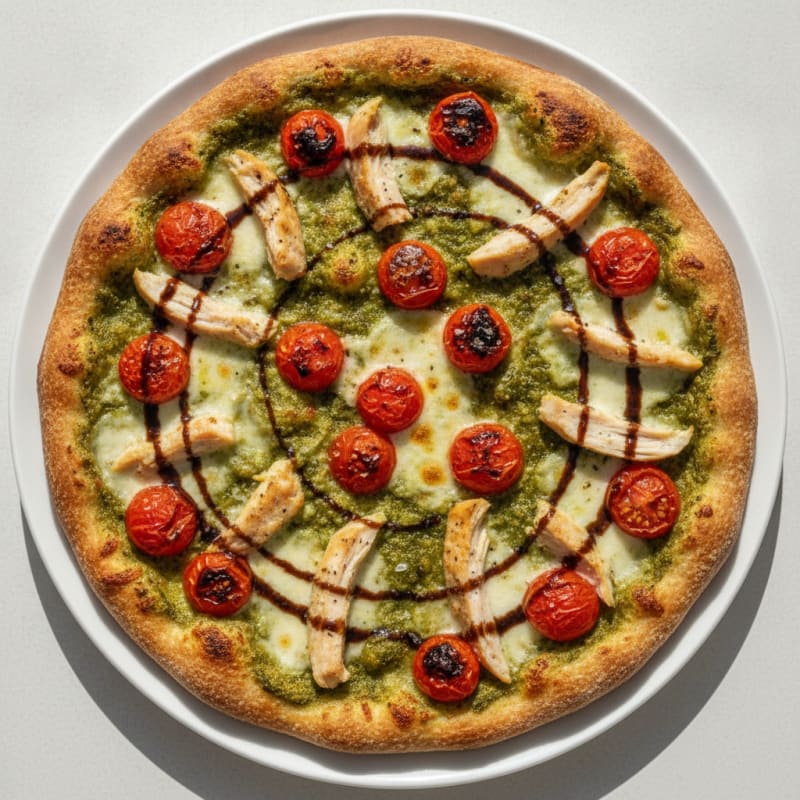 Chicken Pesto Pizza with Roasted Tomatoes