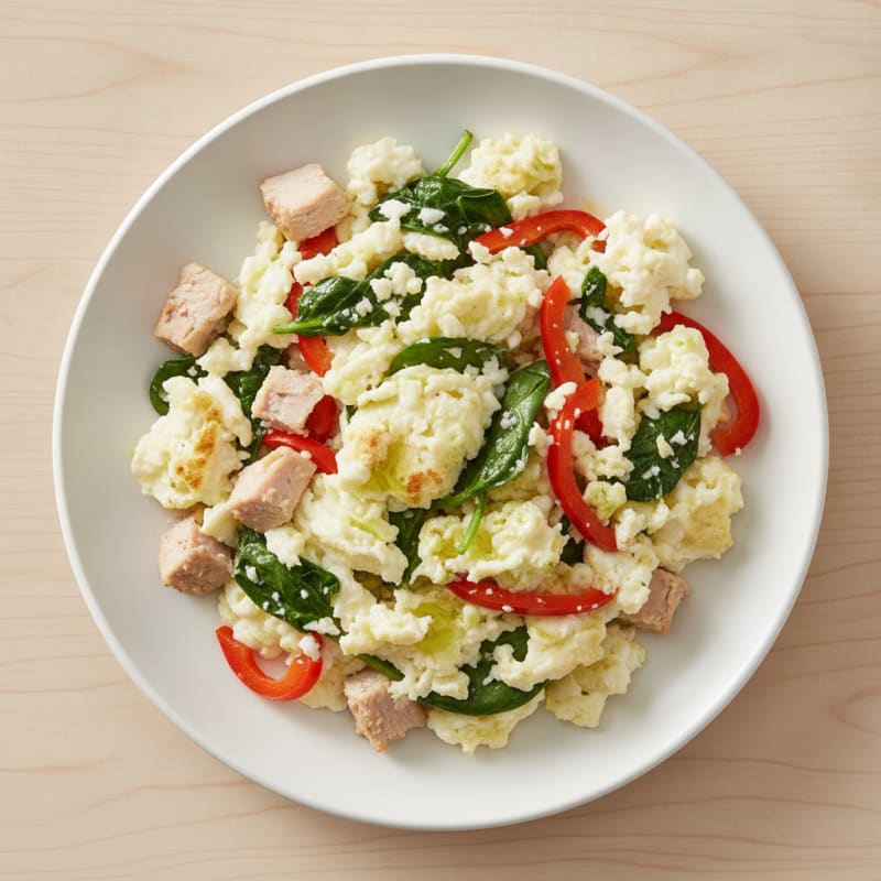 Egg White Spinach Scramble with Turkey Breast