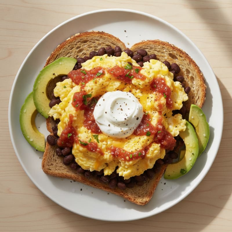 Southwestern Eggs with Black Beans on Toast