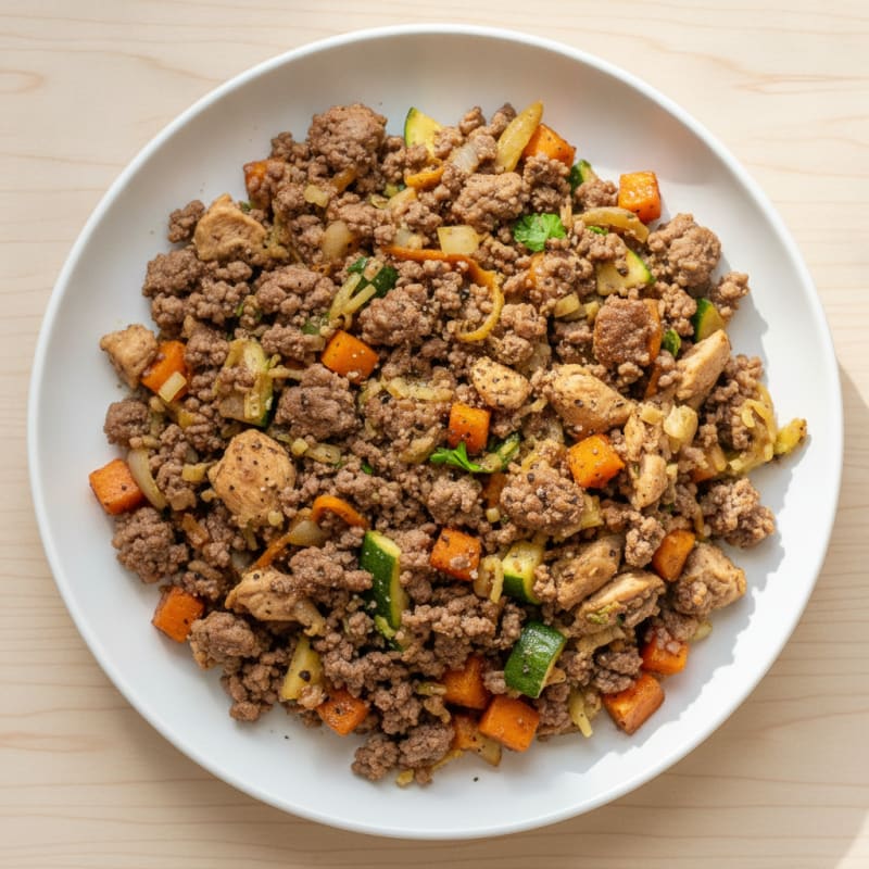 Hidden Chicken & Veggie Ground Beef Skillet