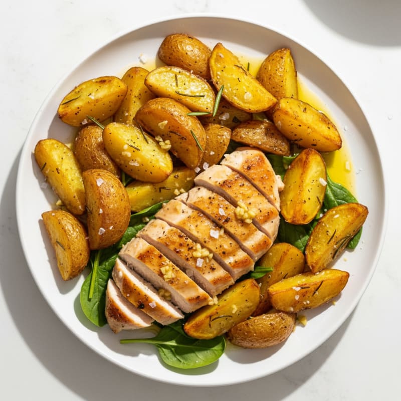 Crispy Roasted Garlic Herb Potatoes