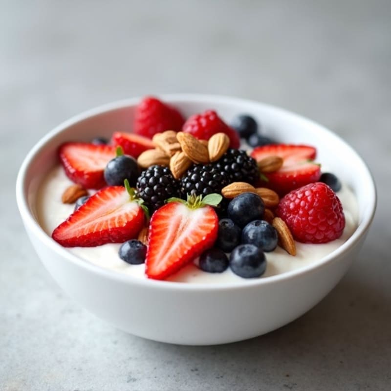 Creamy Greek Yogurt Protein Bowl with Mixed Berries and Almonds