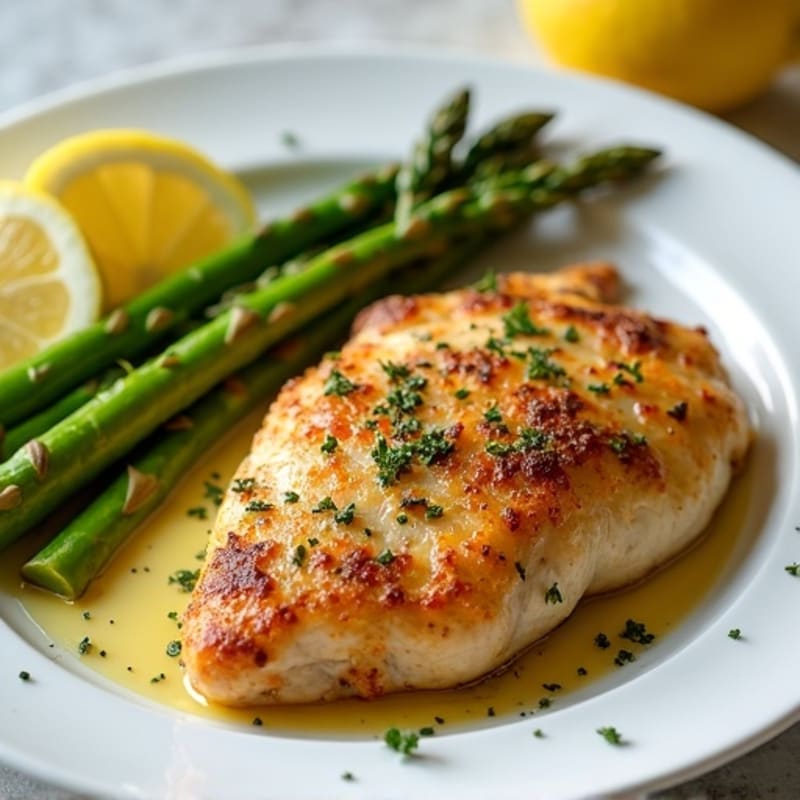 Crispy Lemon Herb Baked Chicken with Roasted Asparagus
