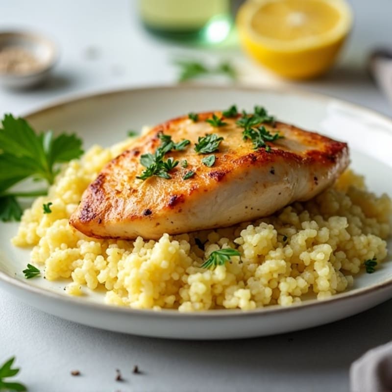 Garlic-Herb Chicken with Lemon Cauliflower Rice